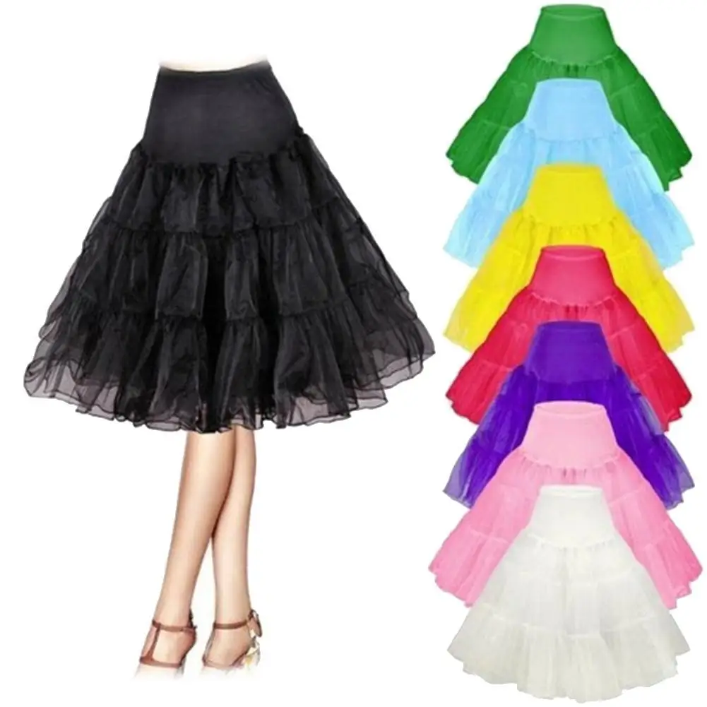 

HOT SALES!!! Vintage Rockabilly Wedding Underskirt Petticoat Net Mesh Tutued Ballet Midi Skirt