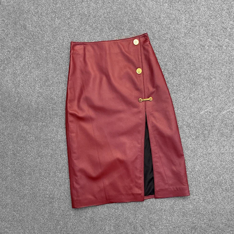 Женская юбка-карандаш из овечьей кожи шикарная кожаная юбка с высокой талией