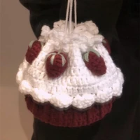 hand crocheted small bag cute cake bag messenger bag knitting key bag mouth red bag snack bag childrens bag