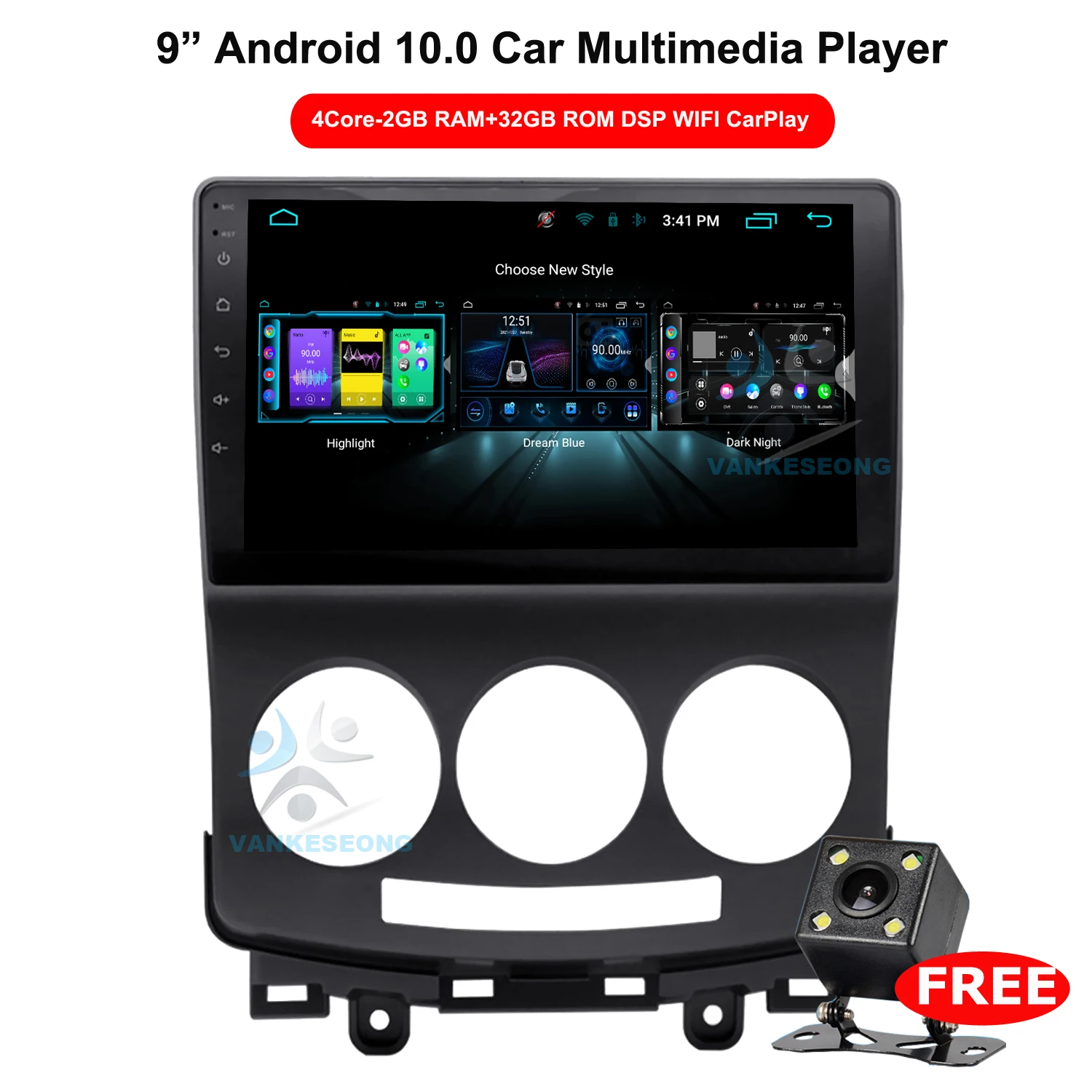 

Автомагнитола 2 Din, мультимедийный видеоплеер с 9 "Android 10, GPS-навигацией для Mazda 5 2005-2010