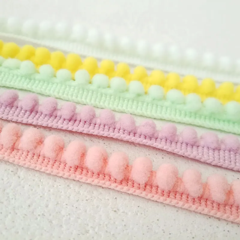 2m High Quality Cream Pink Gray 1.2cm Plush Pom Ball Lace Trims Handmade diy Clothing Tassel Curtain Decoration Accessory LC0312 | Дом и сад