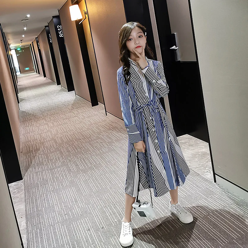 2019 платья для мамы и дочки женские Одинаковая одежда полосатые Лоскутные Детские