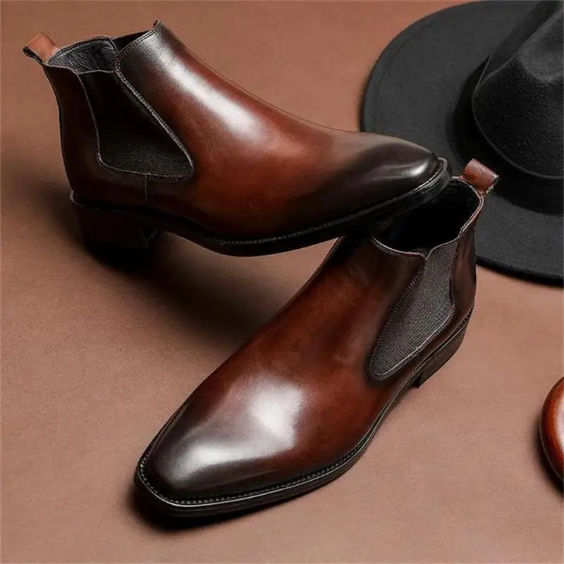 

Retro Martin boots men spring autumn high top business Chelsea Boots Men British trend handmade short boots YX146