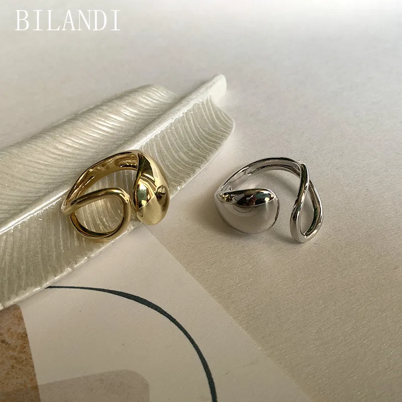 

Bilandi Trendy Jewelry Rings Popular Style Hot Sale Geometric Hollow Metal Alloy Golden Silvery Plating Women Rings Party Gift