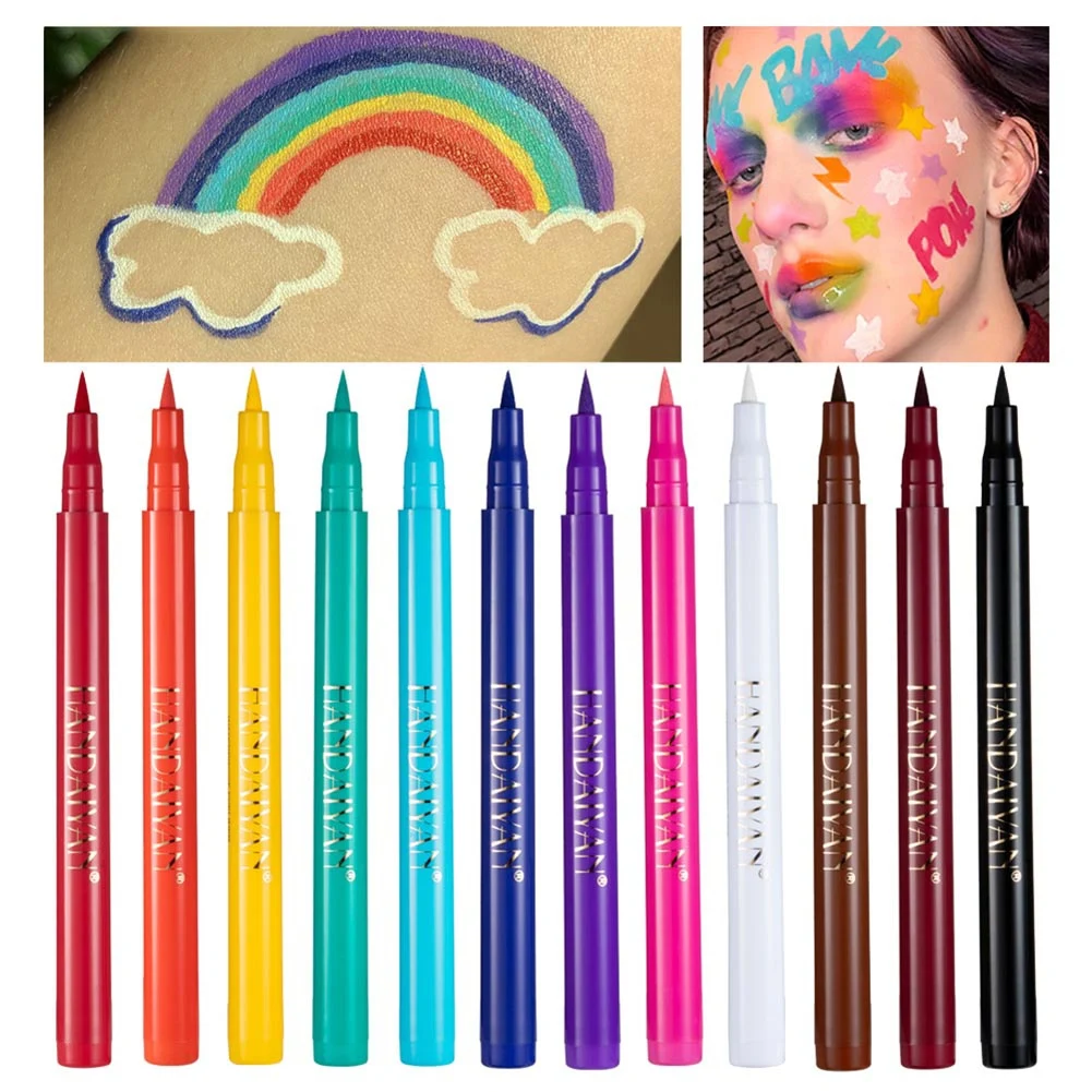

12 Colors/set Waterproof Quick Dry Makeup Long-lasting Eye Liner Pen Colorful Matte Liquid Eyeliner Pencil Eyes Cosmetics Pen