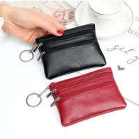 4 colour fashion korean mini thin coin purse women pu leather small zipper wallets female lady soft clutch card cash holder