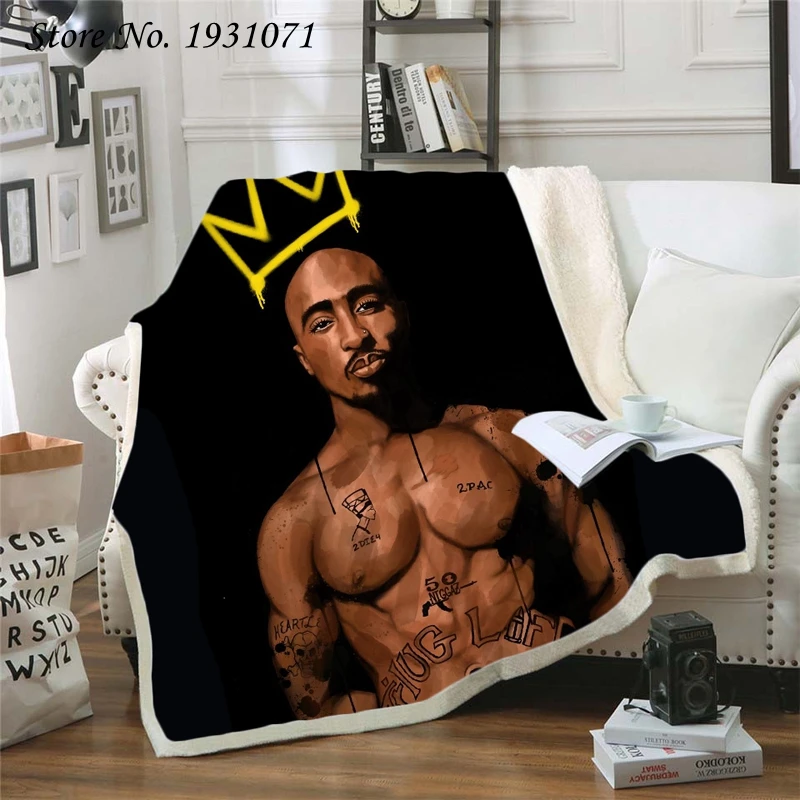 Новый 2PAC реперские кепки в стиле хип хоп 3D печатных Флисовое одеяло для кровати