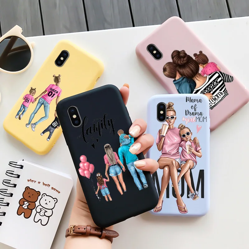 

Family Girl Fashion Phone Case For iPhone X XR XS Case Soft Colorful TPU For Apple iPhone X Xr XS MAX Case Silicone Cute Cover