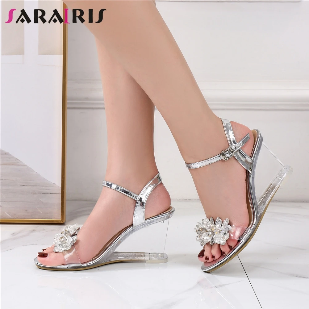 SARAIRIS/Модные прозрачные сандалии из пвх женские летние босоножки на высокой
