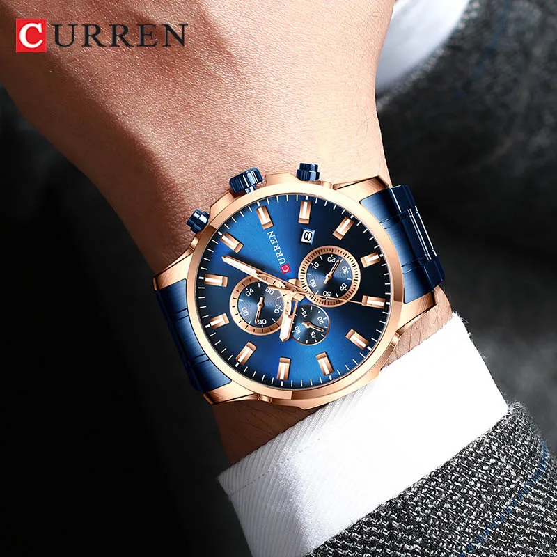 Часы наручные CURREN Мужские кварцевые модные роскошные спортивные в стиле
