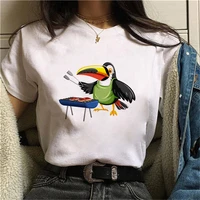 womens t shirt funny parrot bbq print tees 90s ulzzang harajuku graphic o neck casual womens top clothings
