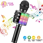 WS858 Bluetooth-совместимый беспроводной ручной микрофон, портативный микрофон для караоке с USB, микрофон, микрофон, динамик, домашний студийный радиоприемник KTV