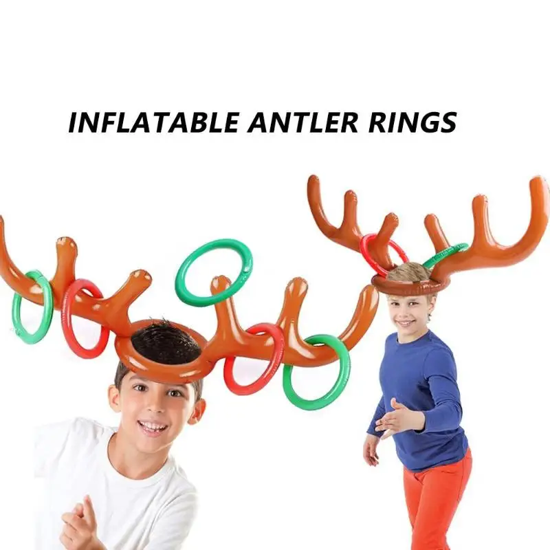 

2 Set PVC Headband Kids Toy Lovely Inflatable Antler Christmas Elk Personality Especially Creative Head Throwing Ring