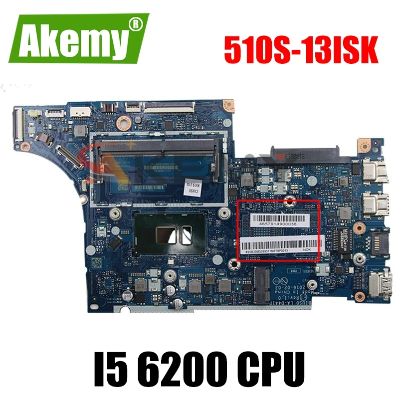 

LA-D441P системная плата подходит для Lenovo 510S-13ISK ноутбук материнская плата процессор i5 6200U DDR4 100% тесты работы