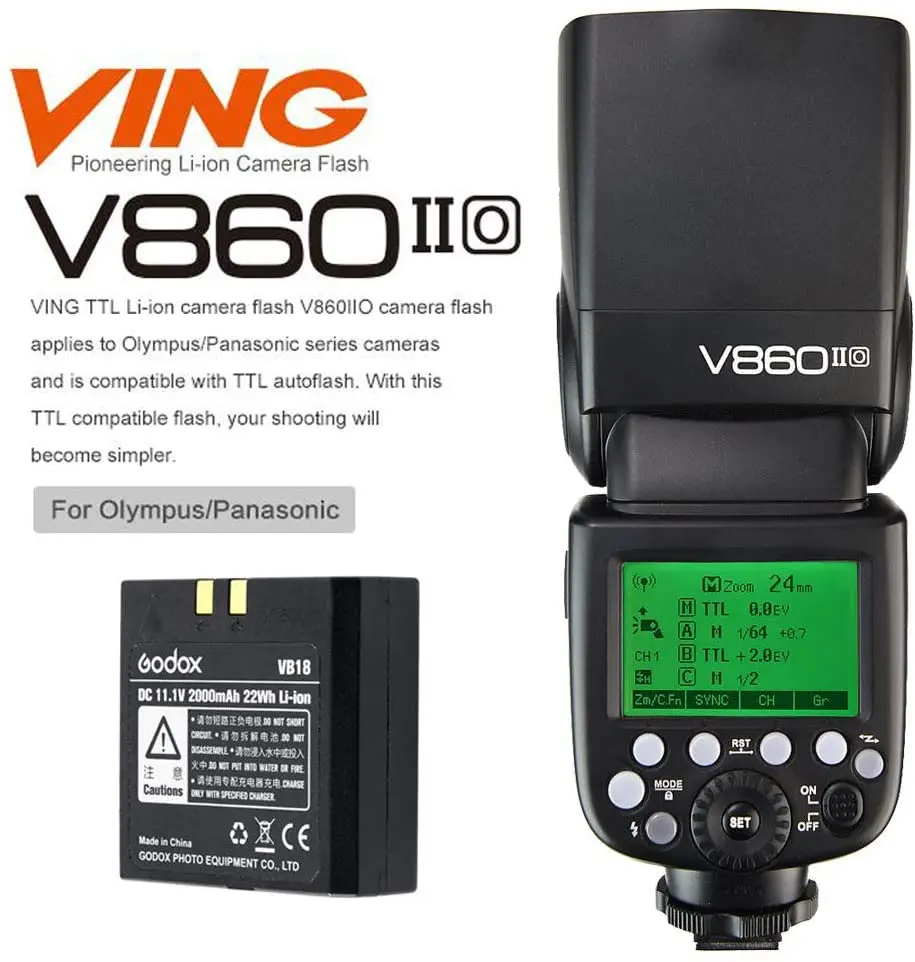 

Godox V860II-O TTL Camera Flash for Olympus,2.4G Wireless Transmission 1/8000s HSS with High Performance Li-ion Battery