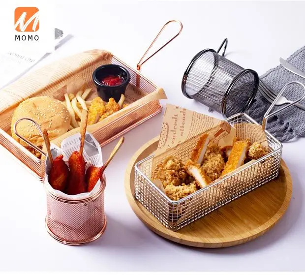 

American Creative Snack Basket French Fries Basket Iron Mini Fried Basket Snack Box Fried Chicken Bread Basket Plate Container