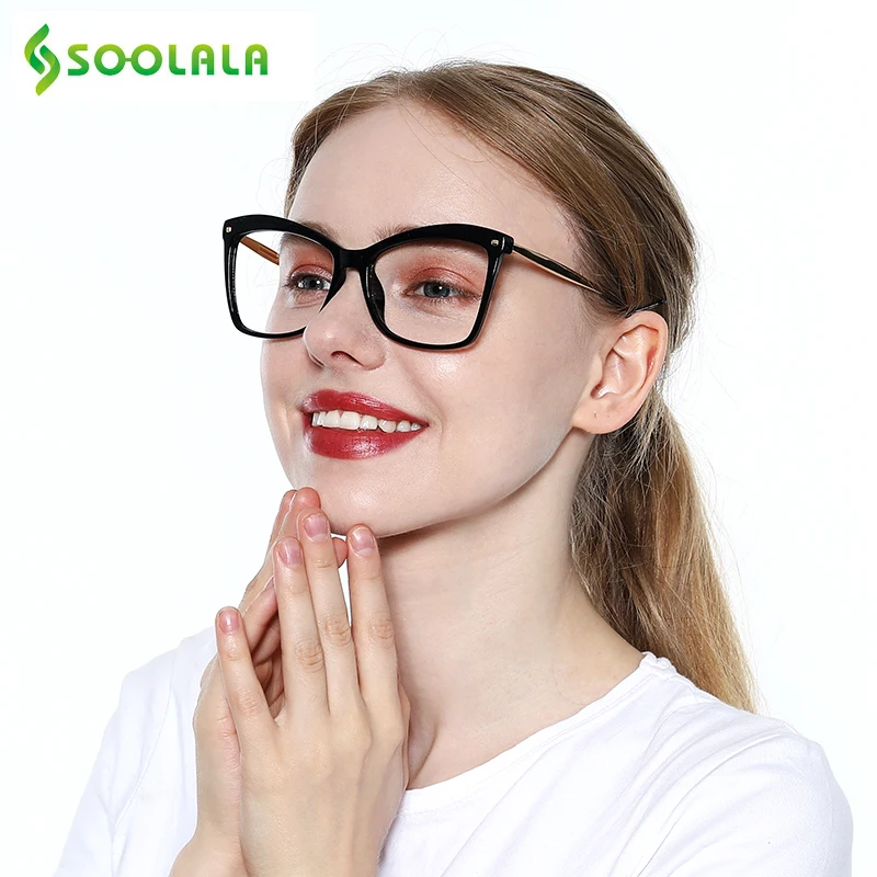 SOOLALA заклепки кошка оптическая рамка для очков женские прозрачные линзы компьютерные очки по рецепту Большие женские очки оптические оправы