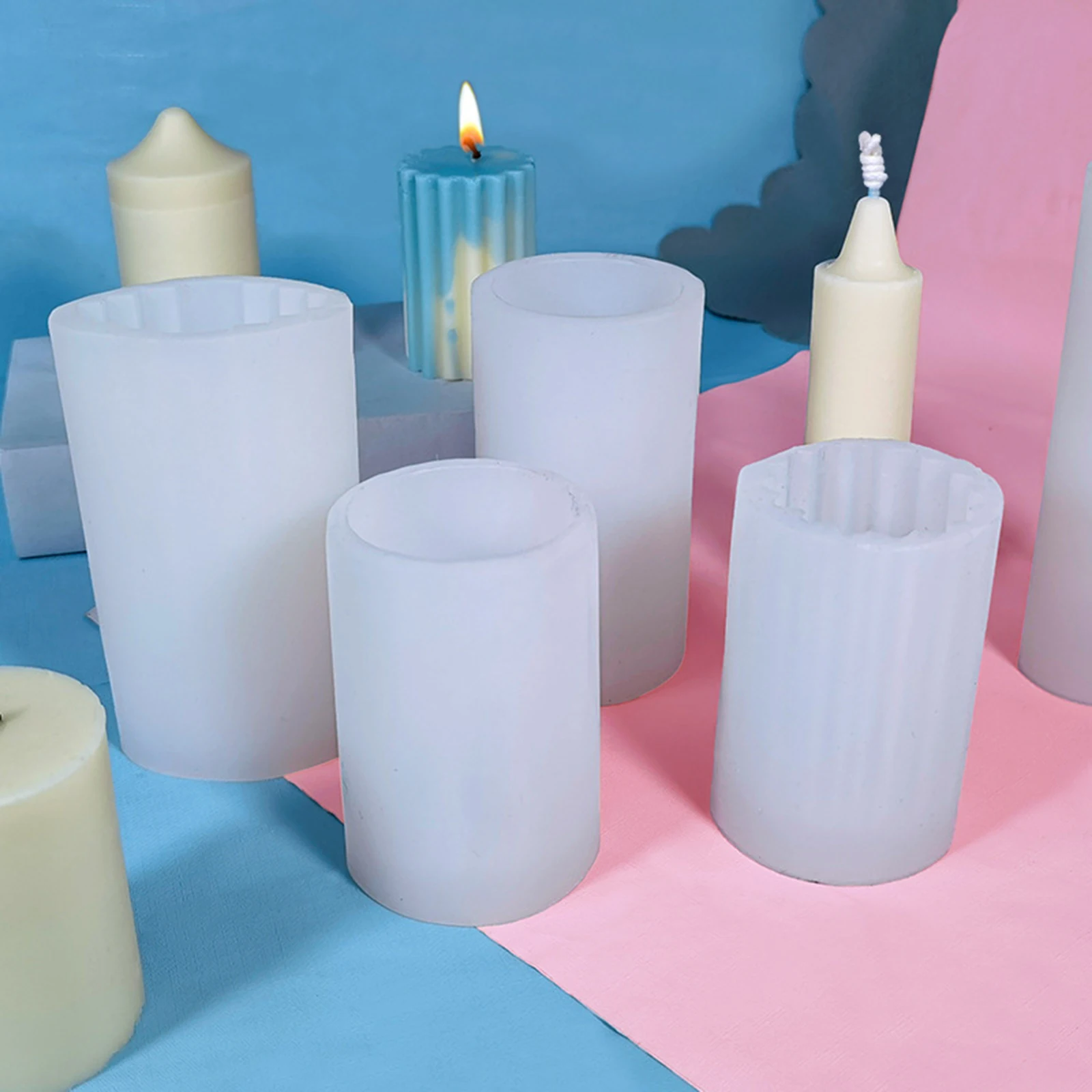 

Valentine's Day Diy Silicone Candle Mold 3d Mold Columnar Acrylic Mold Soap Mold Cake Mold Aromatherapy Candle Mold