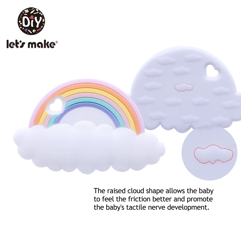 Let's Make 5pc Rainbow Silicone Teethers Cartoon Shape BPA Free Tint Rod Food Grade Baby Teething Toys Patent | Мать и ребенок