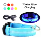 USB нейлоновый светодиодный ошейник для собак, перезаряжаемый ошейник для домашних животных, флуоресцентный ошейник, мигающий светящийся ошейник, анти-потерянный уличный ошейник, аксессуары для собак