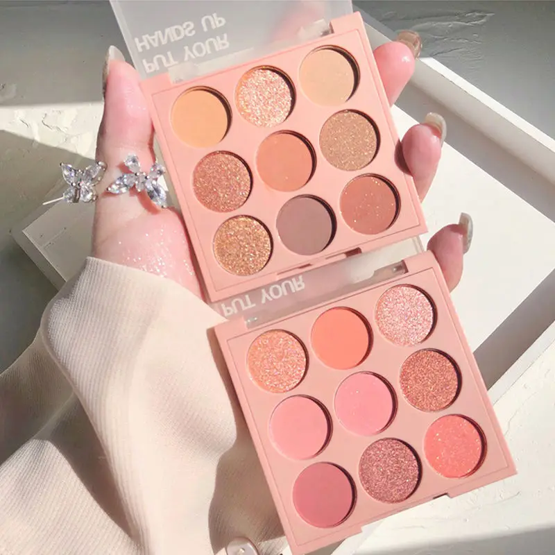 

9 Color Eyeshadow Palette Shiny Matte Glitter Pigment Waterproof Eye Shadow Pallete Metallic Diamond Makeup Palette