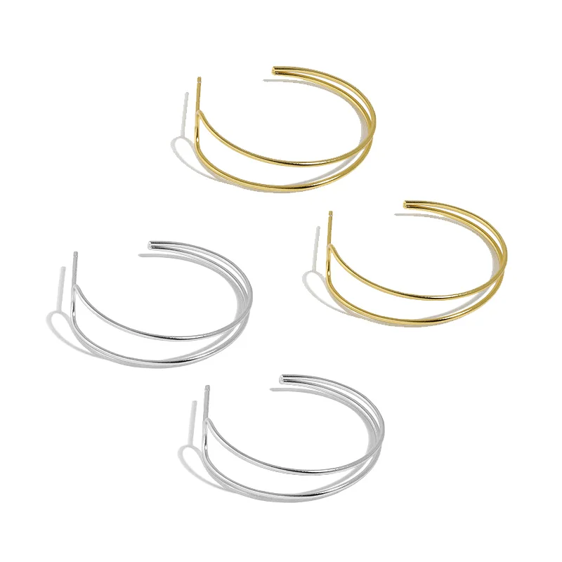 

Simple C Shape Design Sterling Silver 925 Stud Earrings For Women's Gold Accessories Fine Trend 2021 Luxury Unusual Jewelry