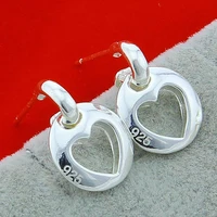 luxury 925 sterling silver cute heart charm earrings for women girls fashion jewelry wedding party earrings gifts