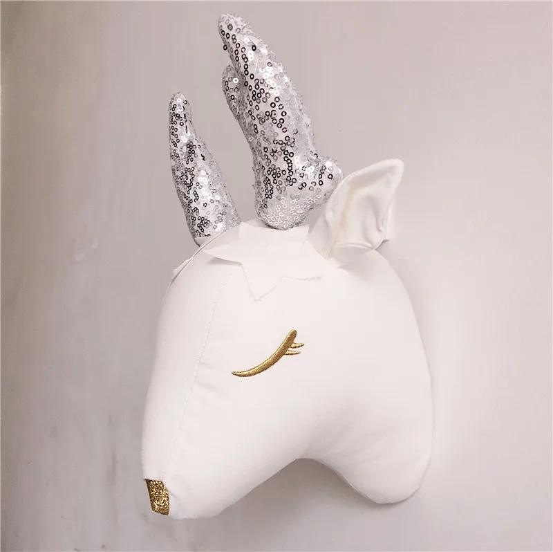 Deer A Милый 3D золотая корона Лебедь настенный арт висячая девочка кукла Лебедь мягкая игрушка голова животного Настенный декор для детской комнаты подарок на день рождения - Цвет: Deer A