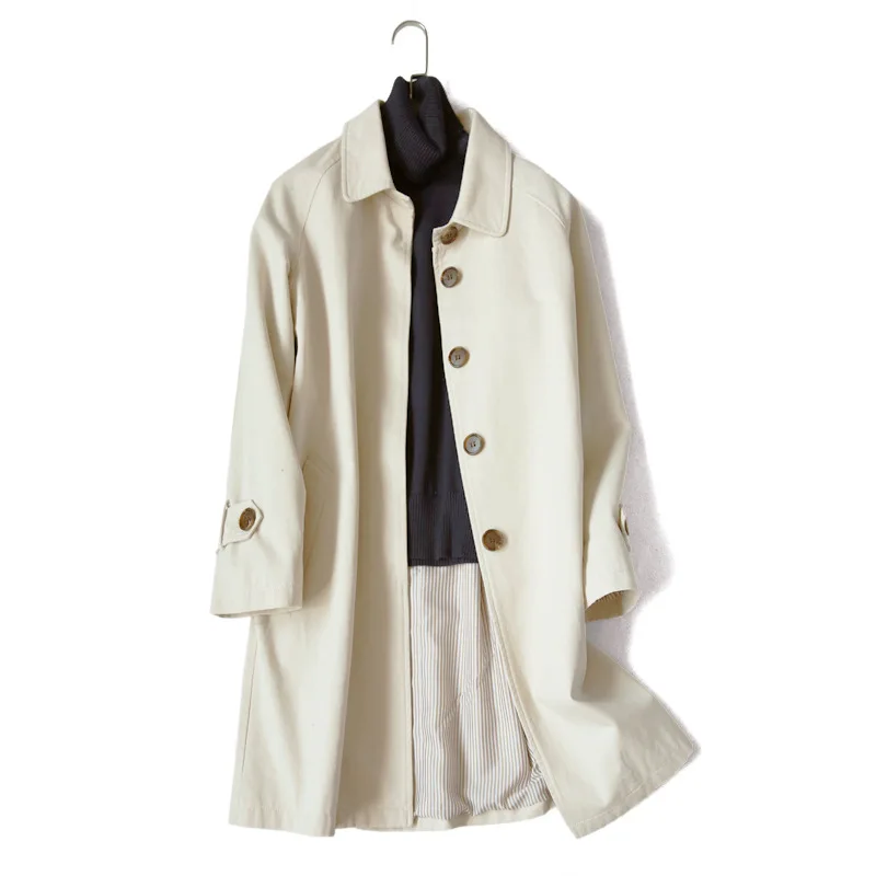 Элегантный тренчкот хлопковое пальто Женское средней длины Осень зима 2019