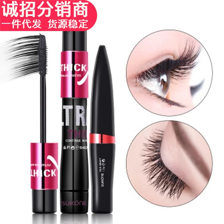 

Silk grafted black fiber mascara long and thick combination set cosmetic mascara lash fibers mascara waterproof mascara