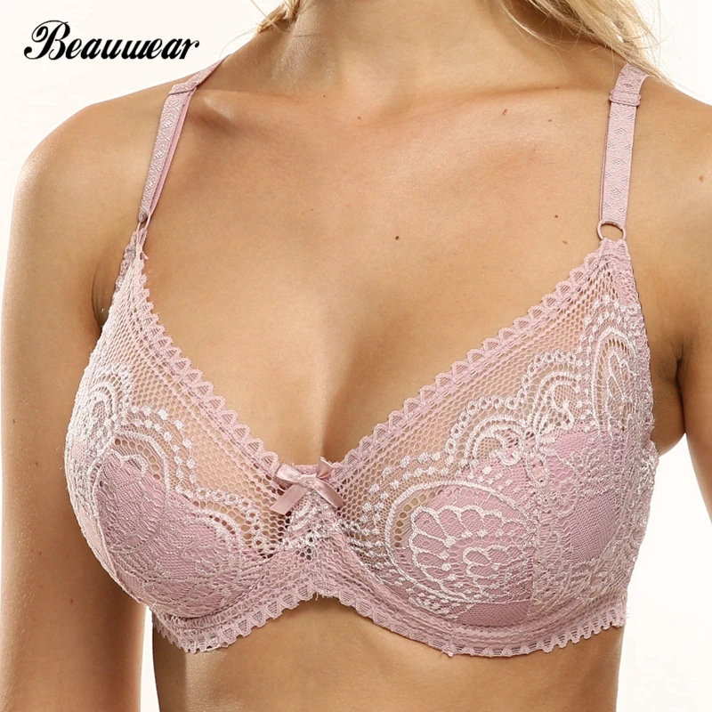 Beauwear с тонкими чашечками, размеры: полный кружевное дышащее с эффектом push-up бюстгальтер сексуальный Для женщин нижнее белье бюстгальтер маленькая Размеры нижнее белье Топ на косточках без косточек