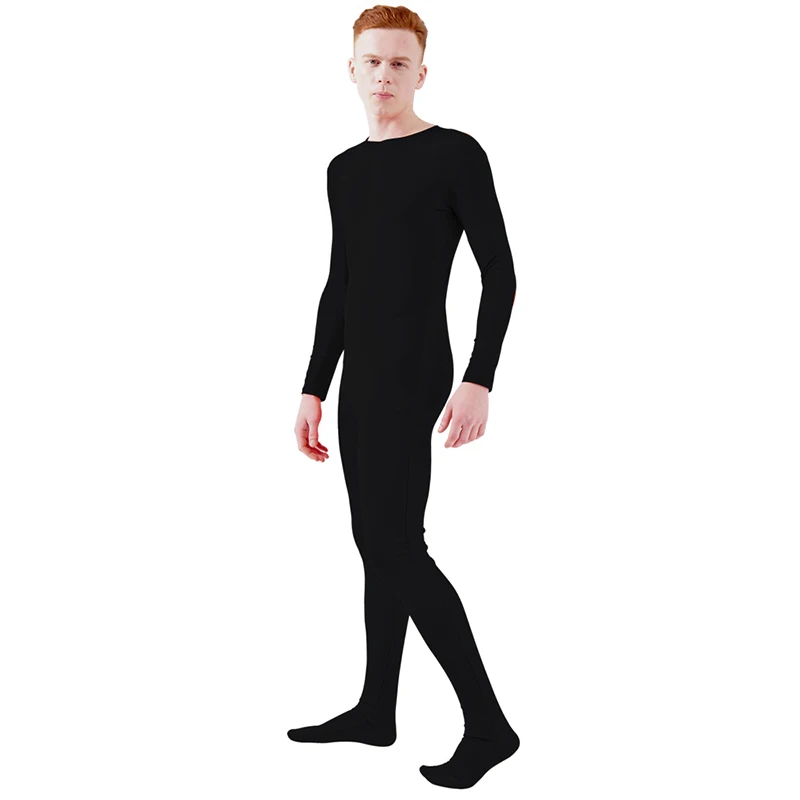 Ensnovo, блестящий комбинезон на молнии, Zentai, колготки для всего тела для мужчин, боди на заказ, костюм из цельного спандекса с длинным рукавом