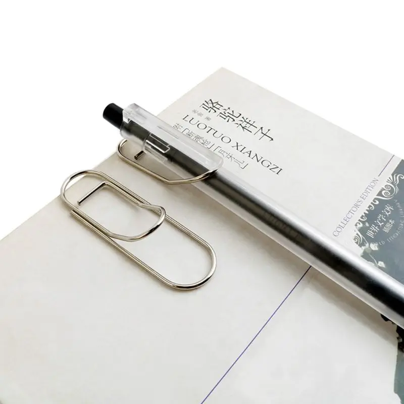 

B2RC 25Pcs Stainless Steel Pen Holder Clip for Notebook Journals Paper Office Supply