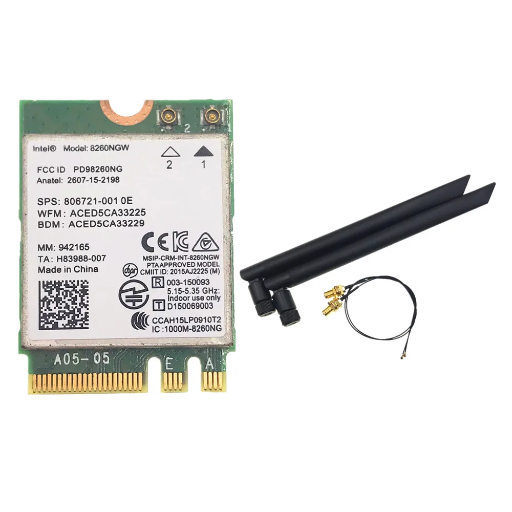 С 6 дБи двухдиапазонный комплект антенн MHF4 + беспроводной AC Intel 8260 8260NGW NGFF Wifi 867