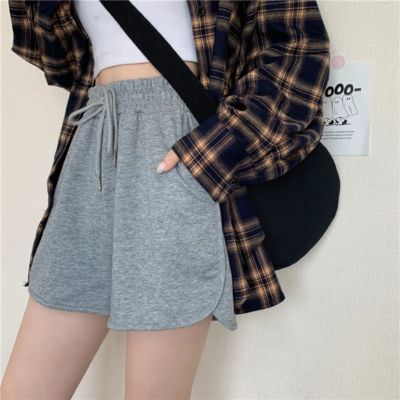 Шорты женские повседневные однотонные с высокой талией модные Универсальные