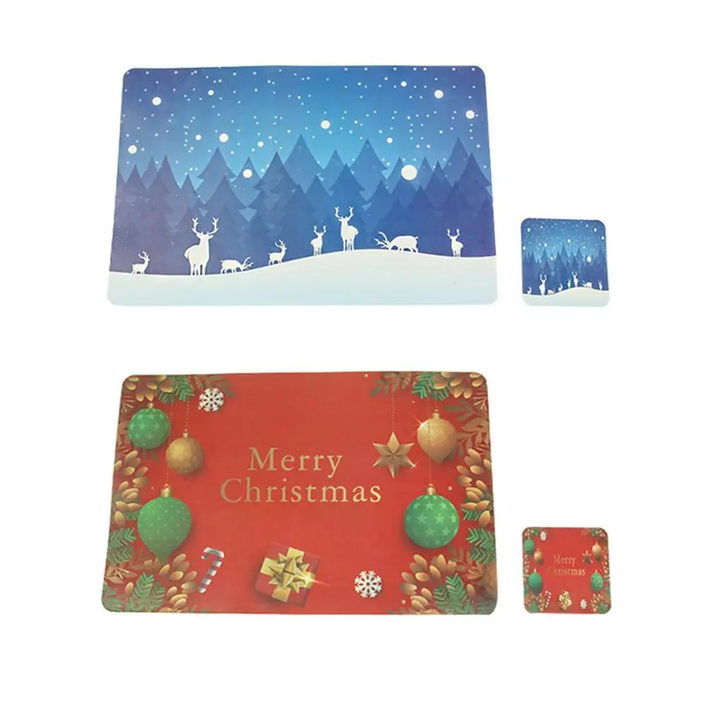 

Placemats Heat Resistant Christmas Table Place Mats And Coaster Set Of 6 Waterproof And Stain Resistant Table Mat For Christm