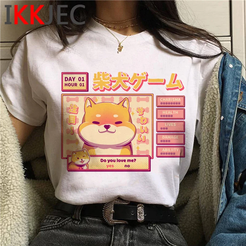 

Милый Shiba Inu Doge Летний Топ для женщин пара кепки, кепки в стиле tumblr уличная размера плюс футболка белая футболка каваи