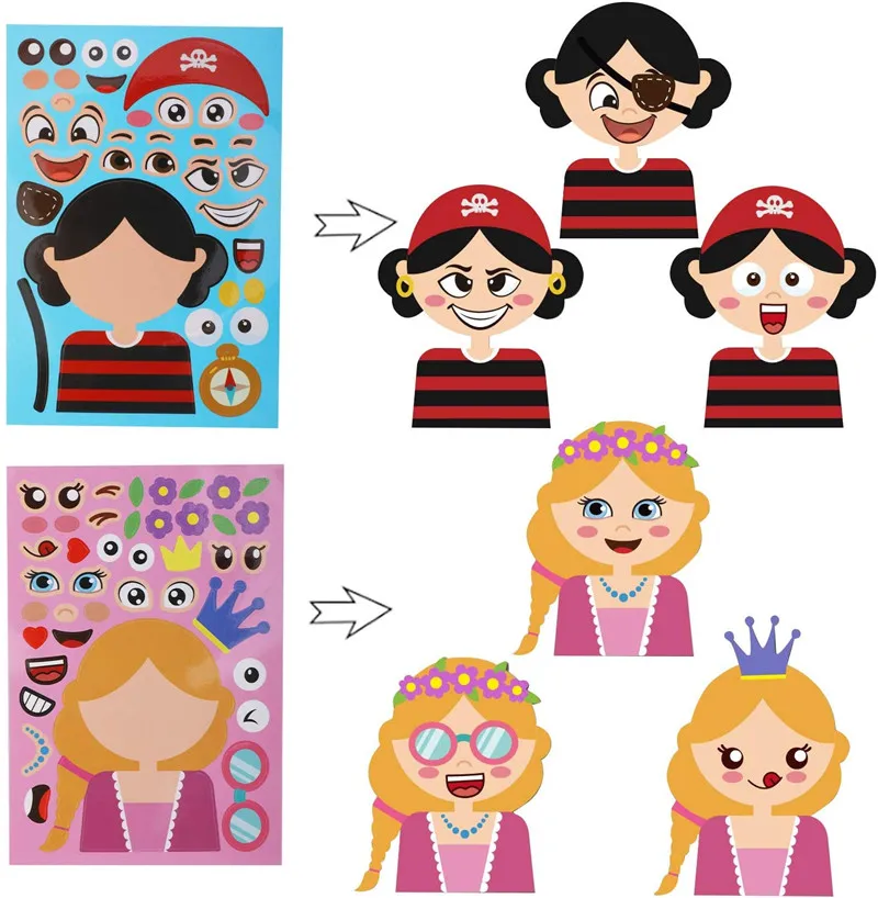 8 листов головоломки с рисунками из игр Стикеры s DIY веселые сделать уход за кожей