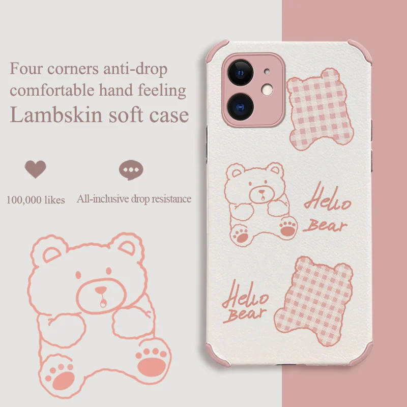 

Surprised Bear Phone Case For iPhone 12 Pro Max Mini 11 Pro Max X XS XR XSMAX SE2020 8 8Plus 7 7Plus 6 6S Plus Lambskin Cover