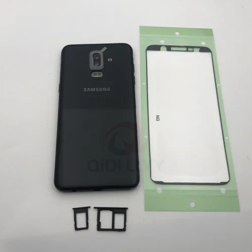 Черный Для samsung Galaxy J8 J810 J810F J810G J810DS промежуточный Корпус задняя крышка батареи с кнопками громкости питания - Цвет: Черный