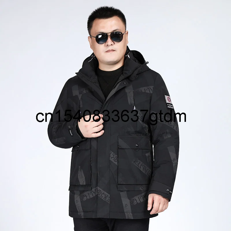 

Winter thick men's fattening plus size stand collar hooded down jacket