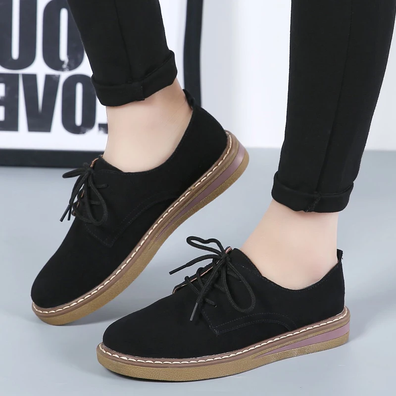 

Suede Leather women Flats oxford shoes Spring Ladies sneakers Loafers Casual ShoeMoccasin Plus SizeAutumn Boat Shoes