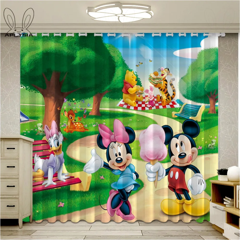 

Children Curtain Cartoon Mickey Girls Baby Room Kids Blackout Curtains For Bedroom Window Curtain Drapes