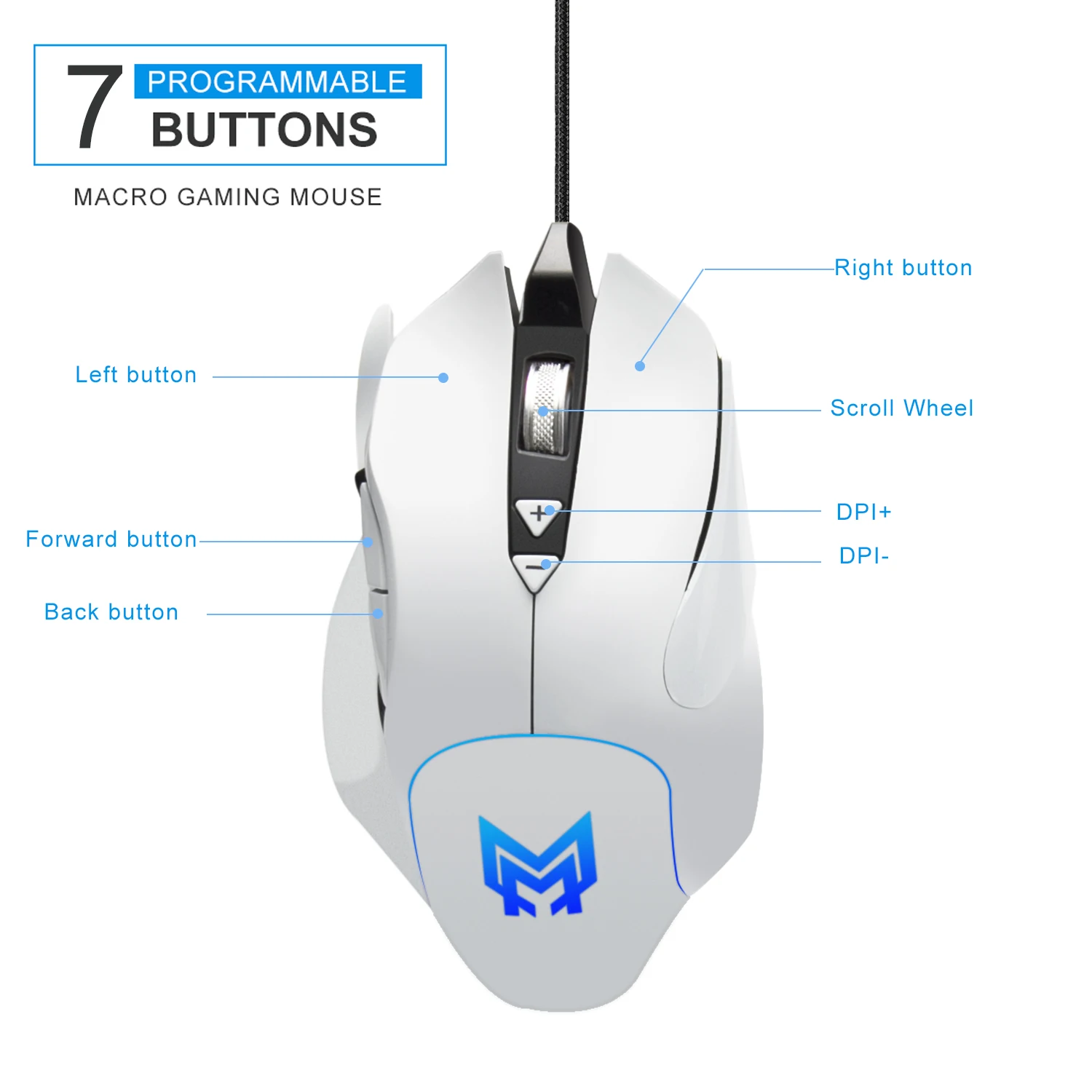 anmck wired gaming mouse optical 7 buttons 16002400dpi led usb mice for business home office laptops pc computer gamer free global shipping