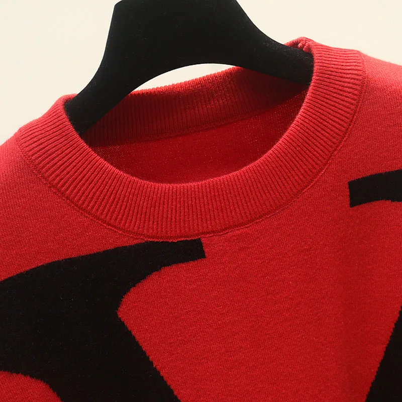 

Sweaters Autumn Winter Fashion Letter Women's Sweaters New Large Size Hedging Long Sleeve Loose Casual Women's Sweaters