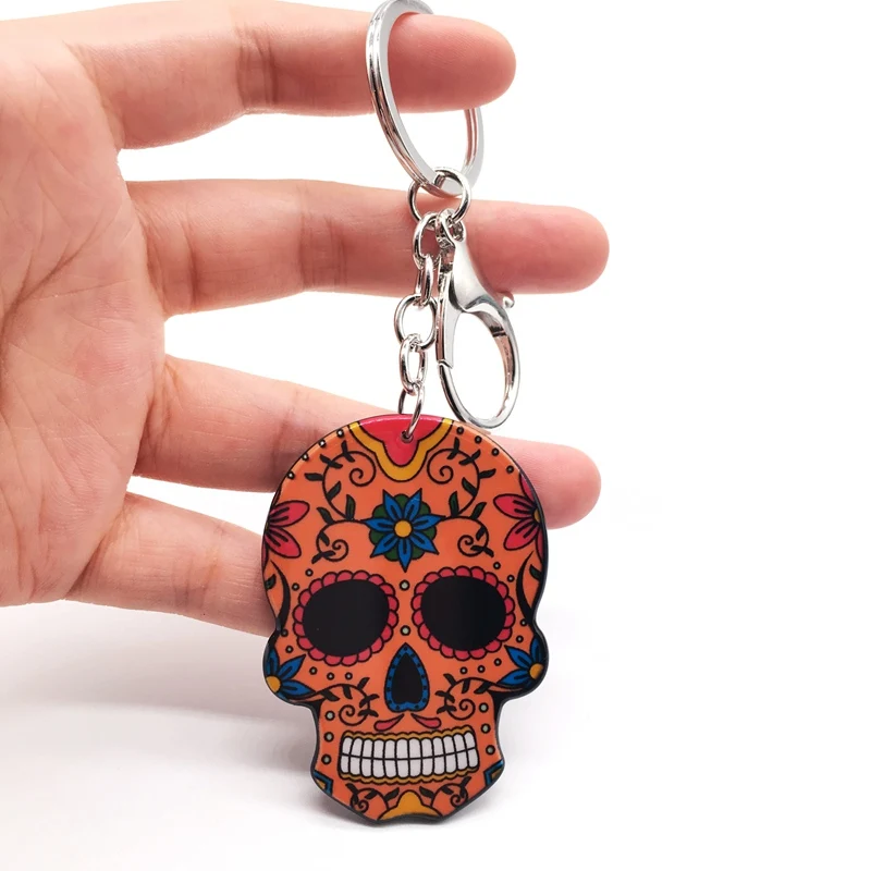 B Брелок с черепом Calavera мексиканский милый сладкий сахар череп большой Омар брелок для ключей Хэллоуин акриловые бусины в форме черепа брелок сумка Подвески - Цвет: B