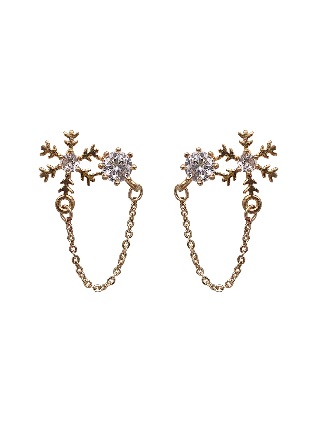 

Girly heart golden snowflake earrings female rhinestone long simple style jewelry earrings