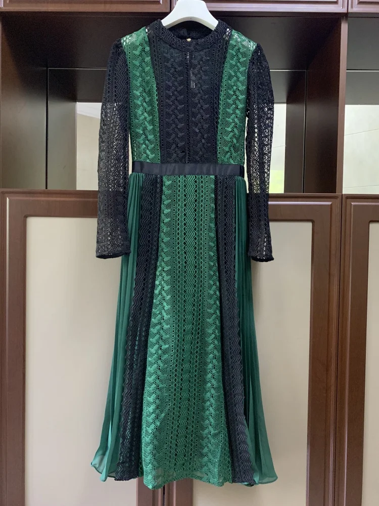 ESHINES осеннее винтажное зеленое миди с ассиметричным низом платье сексуальное