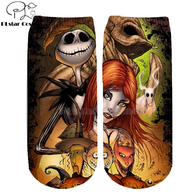 Хлопковые носки PLstar Cosmos nightster before christmas jack skellington разноцветные брендовые теплые короткие носки Хэллоуин-3