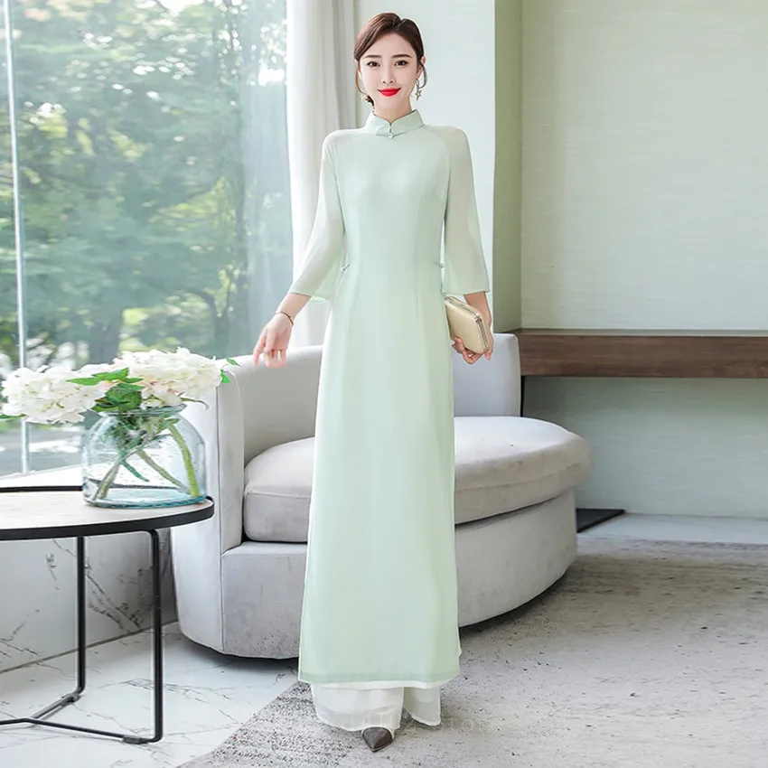 Женское винтажное платье Aodai элегантное облегающее в традиционном китайском